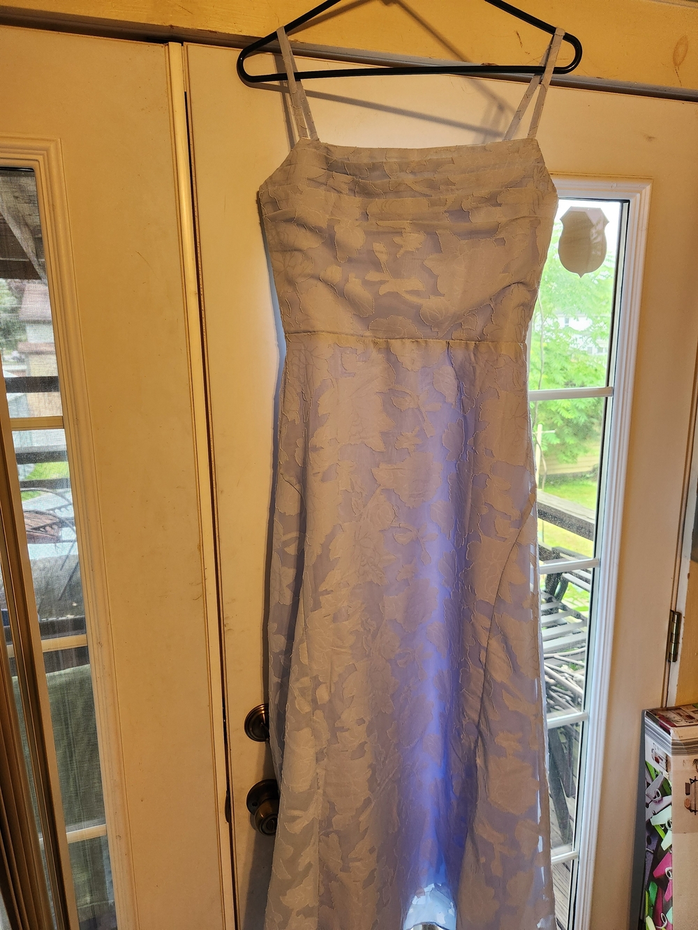 Light Blue Floral Jacquard Spaghetti Strap Dress